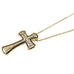 Sterling Silver Clear CZ Rhodium Plated Cross Pendant Necklace BGP00095-GP