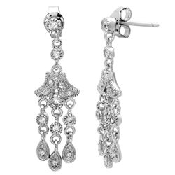 Sterling Silver Rhodium Plated Chandelier Hanging Earrings - STE00156