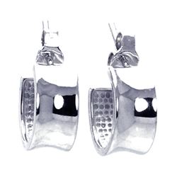 Sterling Silver Rhodium Plated Concave Hoop Earring ste00469