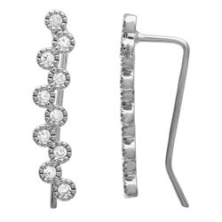 Sterling Silver Rhodium Plated CZ Bubble Climbing Earrings - GME00072RH