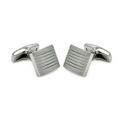 Stainless Steel Stripe Square Cufflinks scu00002