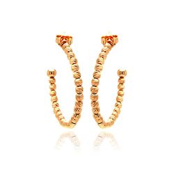 Sterling Silver Black Rose Gold Plated Italian Fine Bead Hoop Earring ite00034rgp
