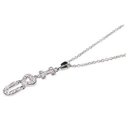 Sterling Silver Clear CZ Rhodium Plated I Hrt U Pendant Necklace stp00065