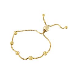 Sterling Silver Gold Plated 8 Beaded Italian Lariat Bracelet - ARB00017GP