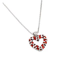 Sterling Silver Garnet CZ Rhodium Plated Heart Pendant Necklace bgp00014