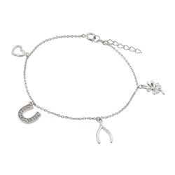 Sterling Silver Rhodium Plated CZ Necklace BGB00215