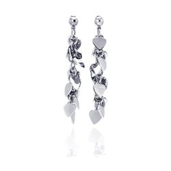 Sterling Silver Rhodium Plated Multiple Dangling Solid Heart Stud Earring dse00034