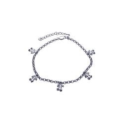 Sterling Silver Rhodium Plated Cherries Charm Bracelet stb00377