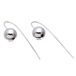 Sterling Silver Rhodium Plated Bead Earrings With Hanging Post  - STE01079