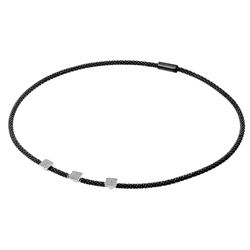 Sterling Silver Black & Rhodium Plated Square Micro Pave Italian Necklace ITN00096BLK
