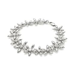 Brass Rhodium Plated Clear CZ Flower Bracelet bbb00010