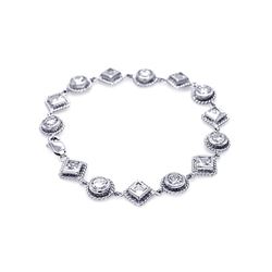 Sterling Silver Rhodium Plated Multiple Multishape Clear CZ Bracelet bgb00020