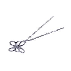 Sterling Silver Rhodium Plated Open Butterfly Pendant Necklace stp00406
