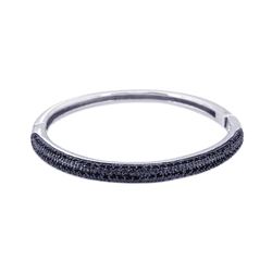 Sterling Silver Black Rhodium Plated CZ Bangle Bracelet BGG00018BLACK