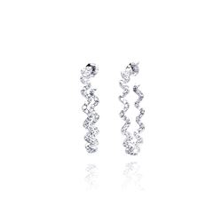 Sterling Silver Rhodium Plated Squigly Curvy CZ Stud Earring ste00533