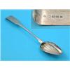 Image 1 : A George III Irish silver strainer spoon, crested fiddle pattern, maker John Rigby, Dublin 1807,...
