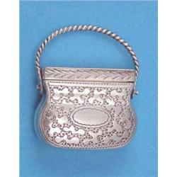 A George III silver basket shaped vinaigrette, with ropetwist handle, vermicule engraving and gil...