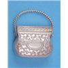 Image 1 : A George III silver basket shaped vinaigrette, with ropetwist handle, vermicule engraving and gil...
