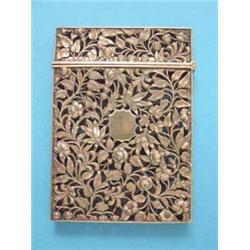 A Victorian silver gilt card case with floral pierced decoration, Maker Joseph Wilmore, Birmingha...