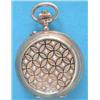Image 1 : A Swiss 18ct gold keyless fob watch, with split pearl applied, black enamelled case...