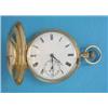 Image 1 : An Edwardian 18ct gold keyless hunter pocket watch, with enamelled Roman dial with subsidiary sec...