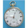 Image 1 : A George IV 18ct pocket watch, with enamelled Roman dial with subsidiary seconds, unsigned moveme...