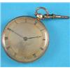 Image 1 : A 19th century French gold quarter repeating keywind pocket watch, with engine turned gilt Roman...