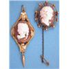 Image 1 : A Victorian gold framed shell cameo pendant, carved with a classical female profile, together wit...
