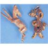 Image 1 : A gold pendant in the form of a cat playing a lute, stamped 750, together with a 9ct. textured go...