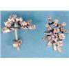 Image 1 : A pair of 14k white gold diamond earrings designed as stylised flowerheads, set brilliant and bag...