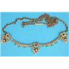 Image 1 : An Edwardian gold swag necklace with three heart shape drops each with a tied ribbon surmount, se...