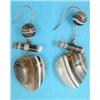 Image 1 : A pair of heart shape banded agate drop earrings....