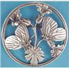 Image 1 : A Georg Jensen silver circular brooch depicting butterflies and flowerheads, pattern no: 283, 2in...