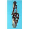 Image 1 : A 9ct. gold tubular hinged bangle, the front with a garnet and seed pearl set heart and star moti...