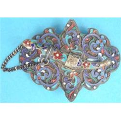 A Russian 84 zolotnik and champleve belt buckle....