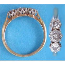 An 18ct. gold 3-stone diamond ring....