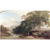 Image 1 : Henry John Boddington (1811-1865) oil on canvas, Extensive landscape with children beside a strea...