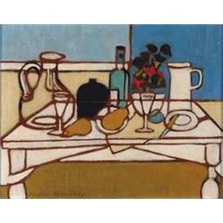 Philip Meninsky (1919-) oil on board, "Table top and plants", signed in pencil, 7.5 x 9.5 ins....