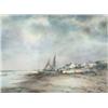 Image 1 : Edward Seago (1910-1974) watercolour, Beached fishing boats on the Norfolk coast, signed, 11 x 15...
