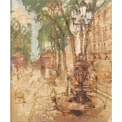 Bernard Dufour (1922-) French oil on canvas, French street scene, signed, 18 x 15 ins....
