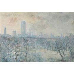 Charles Cundall (1890-1971) watercolour, "Green Park from Arlington House", signed, 12 x 17.5 ins...