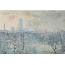 Charles Cundall (1890-1971) watercolour,  Green Park from Arlington House , signed, 12 x 17.5 ins...