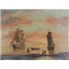 Image 1 : 19th C. Continental School oil on zinc panel, Shipping at anchor on a calm sea, 6 x 8 ins....