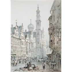 John Preston Neale (1780-1847) pair of watercolour and ink studies, "Augsberg" and "Strasbourg",...