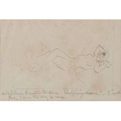 Sir William Russell Flint (1880-1969) pen and ink, Study for "Reclining Model", inscribed, 4.75 x...