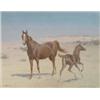 Image 1 : Harrington Bird (1846-1936) watercolour, Arab mare and foal, a Bedouin encampment beyond, signed,...