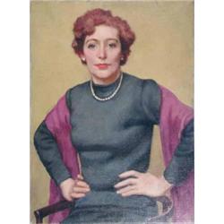 Charles H H Burleigh (1869-1956) unframed oil on canvas, Portrait of Averil Burleigh, signed, 24...