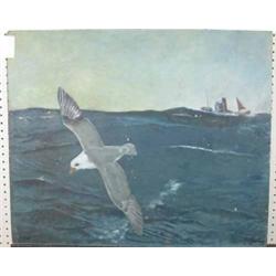 John Rankine Barclay (1884-1964) unframed oil on board, "Cornish lugger off St Ives", signed, 20...