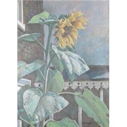 Leslie Davenport (1905-) pastel, "Sunflower and porch", signed and dated '70, 29 x 21 ins....