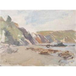 Osmand Pittman (1874-1968) unframed oil on board, "Newquay 1951", signed, 12 x 16 ins....